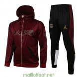 PSG x Jordan Veste Capuche Burgundy + Pantalon Black 2021/2022